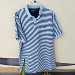 Nautica Men’s Light Blue & Navy Striped Polo